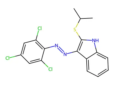 2-(isopropylsulfanyl)-3H-indol-3-one N-(2,4,6-trichlorophenyl)hydrazone structure