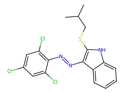 2-(isobutylsulfanyl)-3H-indol-3-one N-(2,4,6-trichlorophenyl)hydrazone structure