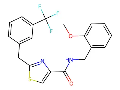 N-(2-methoxybenzyl)-2-[3-(trifluoromethyl)benzyl]-1,3-thiazole-4-carboxamide structure