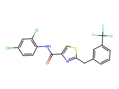 N-(2,4-dichlorophenyl)-2-[3-(trifluoromethyl)benzyl]-1,3-thiazole-4-carboxamide structure