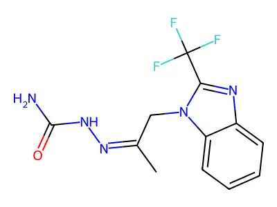 ({1-[2-(trifluoromethyl)-1H-1,3-benzodiazol-1-yl]propan-2-ylidene}amino)urea structure