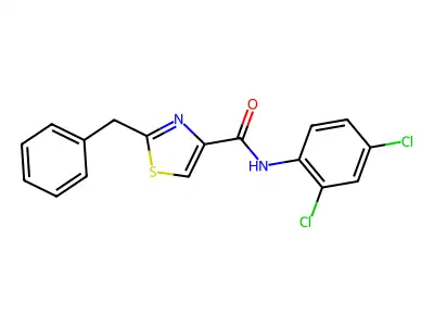 2-benzyl-N-(2,4-dichlorophenyl)-1,3-thiazole-4-carboxamide structure