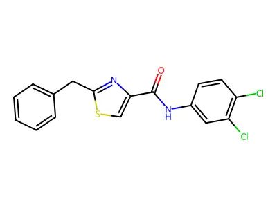 2-benzyl-N-(3,4-dichlorophenyl)-1,3-thiazole-4-carboxamide structure