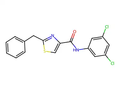 2-benzyl-N-(3,5-dichlorophenyl)-1,3-thiazole-4-carboxamide structure
