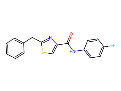 2-benzyl-N-(4-fluorophenyl)-1,3-thiazole-4-carboxamide structure