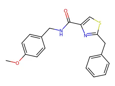 2-benzyl-N-[(4-methoxyphenyl)methyl]-1,3-thiazole-4-carboxamide structure