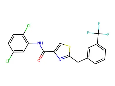 N-(2,5-dichlorophenyl)-2-[3-(trifluoromethyl)benzyl]-1,3-thiazole-4-carboxamide structure