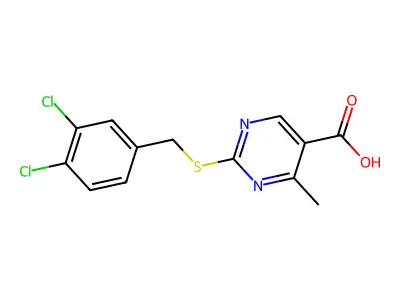 2-[(3,4-Dichlorobenzyl)sulfanyl]-4-methyl-5-pyrimidinecarboxylic acid structure