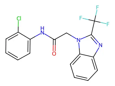 N-(2-chlorophenyl)-2-[2-(trifluoromethyl)-1H-1,3-benzimidazol-1-yl]acetamide structure