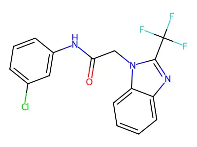 N-(3-chlorophenyl)-2-[2-(trifluoromethyl)-1H-1,3-benzimidazol-1-yl]acetamide structure