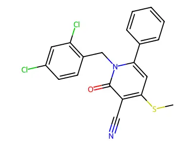 1-(2,4-dichlorobenzyl)-4-(methylsulfanyl)-2-oxo-6-phenyl-1,2-dihydro-3-pyridinecarbonitrile structure