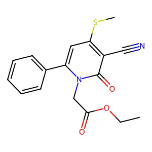 ethyl 2-[3-cyano-4-(methylsulfanyl)-2-oxo-6-phenyl-1(2H)-pyridinyl]acetate structure