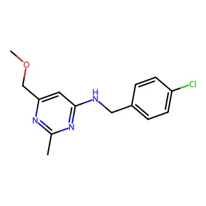 N-[(4-chlorophenyl)methyl]-6-(methoxymethyl)-2-methylpyrimidin-4-amine structure