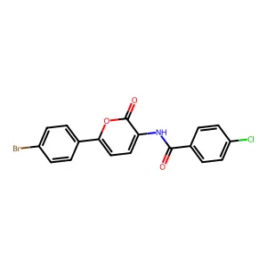 N-[6-(4-bromophenyl)-2-oxo-2H-pyran-3-yl]-4-chlorobenzenecarboxamide structure