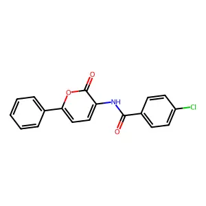 4-chloro-N-(2-oxo-6-phenyl-2H-pyran-3-yl)benzenecarboxamide structure