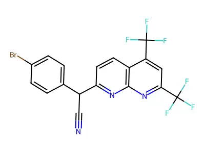 2-[5,7-Bis(trifluoromethyl)-1,8-naphthyridin-2-yl]-2-(4-bromophenyl)acetonitrile structure