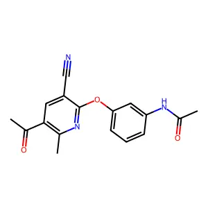 N-{3-[(5-acetyl-3-cyano-6-methyl-2-pyridinyl)oxy]phenyl}acetamide structure