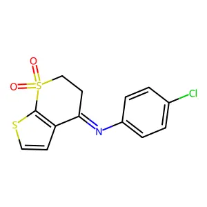 4-[(4-chlorophenyl)imino]-2,3-dihydro-1lambda~6~-thieno[2,3-b]thiopyran-1,1-dione structure