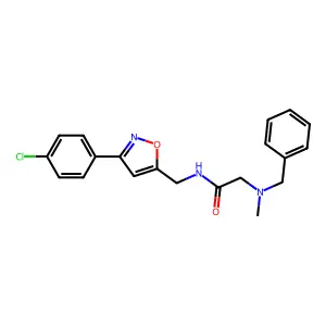 2-[benzyl(methyl)amino]-N-{[3-(4-chlorophenyl)-1,2-oxazol-5-yl]methyl}acetamide structure