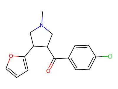 (4-chlorophenyl)[4-(2-furyl)-1-methyltetrahydro-1H-pyrrol-3-yl]methanone structure