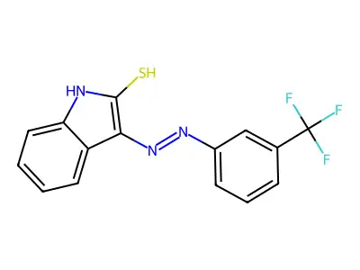 2-thioxo-1,2-dihydro-3H-indol-3-one N-[3-(trifluoromethyl)phenyl]hydrazone structure