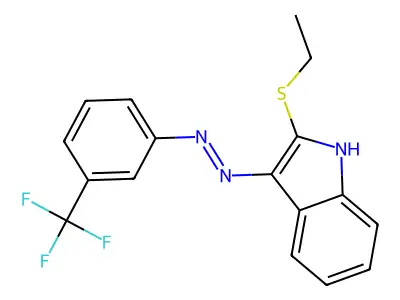 2-(ethylsulfanyl)-3H-indol-3-one N-[3-(trifluoromethyl)phenyl]hydrazone structure