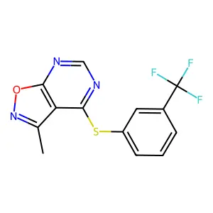 3-Methyl-4-{[3-(trifluoromethyl)phenyl]sulfanyl}isoxazolo[5,4-d]pyrimidine structure