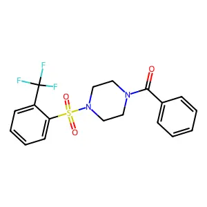 Phenyl(4-{[2-(trifluoromethyl)phenyl]sulfonyl}piperazino)methanone structure