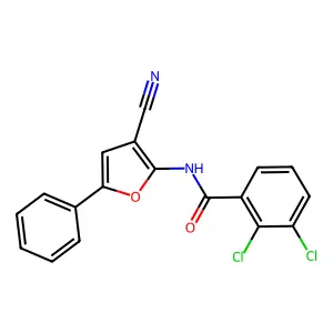 2,3-dichloro-N-(3-cyano-5-phenylfuran-2-yl)benzamide structure