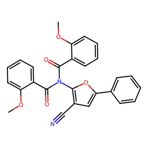 N-(3-cyano-5-phenylfuran-2-yl)-2-methoxy-N-(2-methoxybenzoyl)benzamide structure