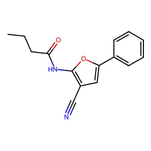 N-(3-cyano-5-phenylfuran-2-yl)butanamide structure