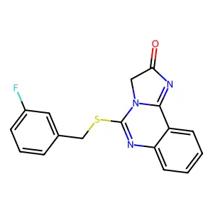 5-[(3-fluorobenzyl)sulfanyl]imidazo[1,2-c]quinazolin-2(3H)-one structure