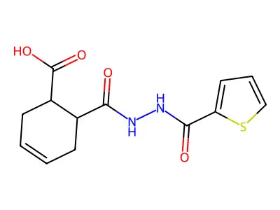 6-{[2-(2-Thienylcarbonyl)hydrazino]carbonyl}-3-cyclohexene-1-carboxylic acid structure