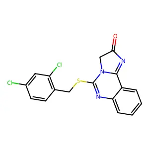 5-[(2,4-dichlorobenzyl)sulfanyl]imidazo[1,2-c]quinazolin-2(3H)-one structure