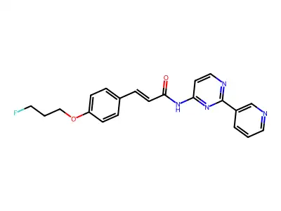 3-[4-(3-fluoropropoxy)phenyl]-N-(2-pyridin-3-ylpyrimidin-4-yl)prop-2-enamide structure