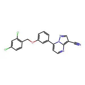 7-{3-[(2,4-Dichlorobenzyl)oxy]phenyl}pyrazolo[1,5-a]pyrimidine-3-carbonitrile structure