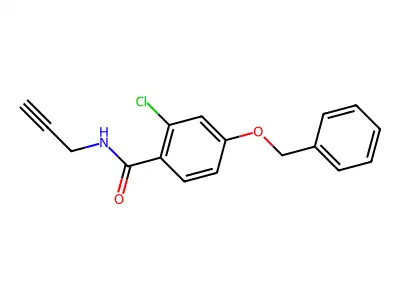 4-(benzyloxy)-2-chloro-N-(2-propynyl)benzenecarboxamide structure