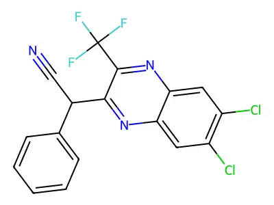 2-[6,7-Dichloro-3-(trifluoromethyl)quinoxalin-2-yl]-2-phenylacetonitrile structure