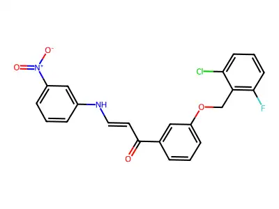 1-[3-[(2-Chloro-6-fluorophenyl)methoxy]phenyl]-3-(3-nitroanilino)prop-2-en-1-one structure