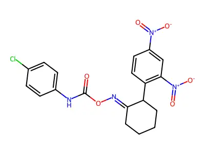 [[2-(2,4-dinitrophenyl)cyclohexylidene]amino] N-(4-chlorophenyl)carbamate structure