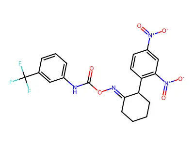 [[2-(2,4-dinitrophenyl)cyclohexylidene]amino] N-[3-(trifluoromethyl)phenyl]carbamate structure