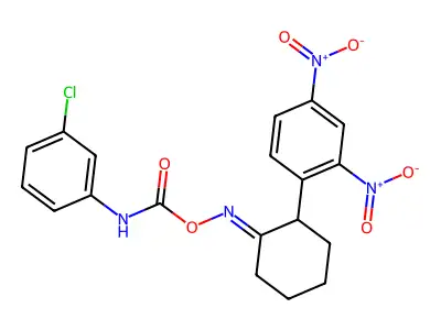 [[2-(2,4-dinitrophenyl)cyclohexylidene]amino] N-(3-chlorophenyl)carbamate structure