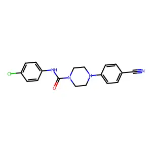 N-(4-chlorophenyl)-4-(4-cyanophenyl)tetrahydro-1(2H)-pyrazinecarboxamide structure