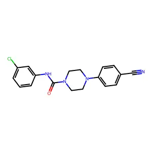 N-(3-chlorophenyl)-4-(4-cyanophenyl)tetrahydro-1(2H)-pyrazinecarboxamide structure