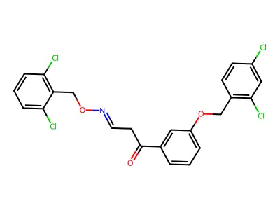 3-[(2,6-dichlorophenyl)methoxyimino]-1-[3-[(2,4-dichlorophenyl)methoxy]phenyl]propan-1-one structure