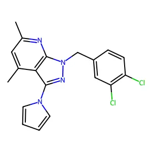1-(3,4-dichlorobenzyl)-4,6-dimethyl-3-(1H-pyrrol-1-yl)-1H-pyrazolo[3,4-b]pyridine structure