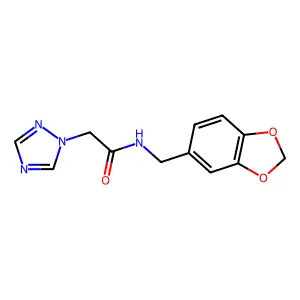 N-(1,3-benzodioxol-5-ylmethyl)-2-(1H-1,2,4-triazol-1-yl)acetamide structure