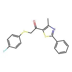 2-[(4-Fluorophenyl)sulfanyl]-1-(4-methyl-2-phenyl-1,3-thiazol-5-yl)-1-ethanone structure