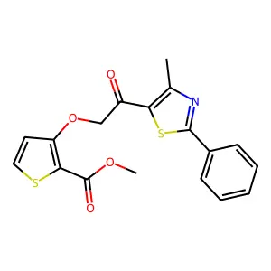 methyl 3-[2-(4-methyl-2-phenyl-1,3-thiazol-5-yl)-2-oxoethoxy]-2-thiophenecarboxylate structure