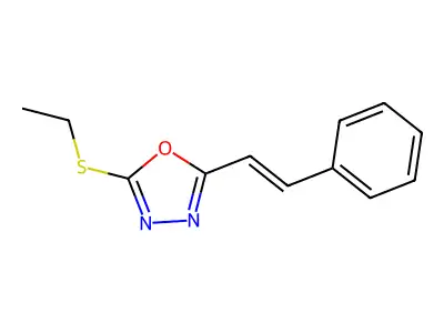 2-Ethylsulfanyl-5-(2-phenylethenyl)-1,3,4-oxadiazole structure